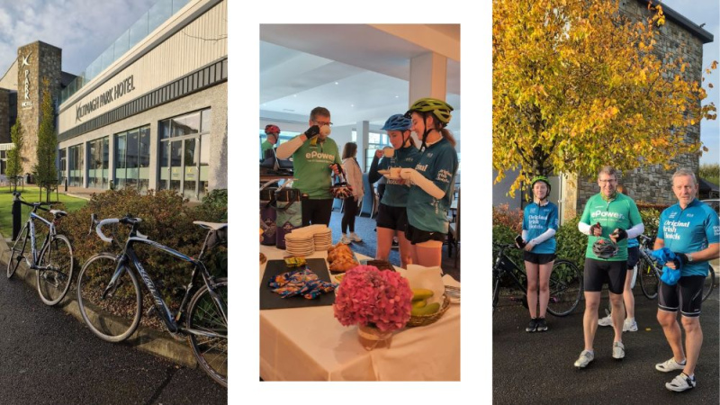 Kiltimagh Park Hotel Collage With Bikes & Cyclists